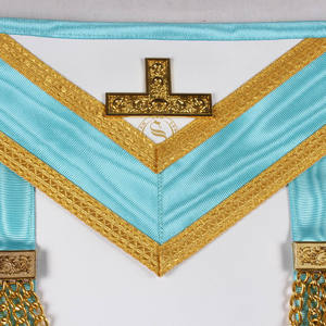Haute qualité bleu Lodge maçonnique Regalia personnalisable brodé officiers tabliers col en dentelle en gros tissu produit personnalisé - Product Image 4