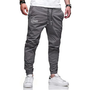 Pantalones de chándal ligeros de algodón 98% para hombre, estilo Atlético alto, bolsillos con cordón, logotipo personalizado, bordado recto - Product Image 1