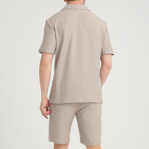 Latest Fashion <b>Button</b> <b>up</b> <b>Shirt</b> <b>Short</b> <b>Sleeve</b> Printing Summer <b>Short</b> Sets Casual Solid Color Men T-<b>shirt</b> and Breathable Cotton - Product Image 5