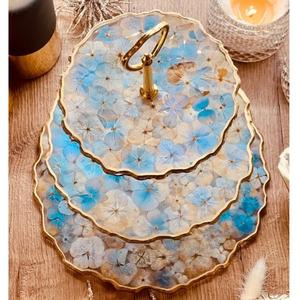 เซิร์ฟเวอร์สำหรับตกแต่งเค้กเรซินอีพ็อกซี่3ชั้นทำด้วยมือถาดทรงสี่เหลี่ยมถาดเค้กมาตรฐานสูง - Product Image 3