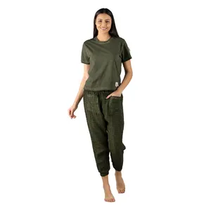 Best Offer For Genuine Quality 100% Cotton Ladies Sleepwear Lounge Wear Summer Women's 2 Piece Pajama Set At Minimal Price