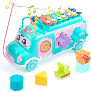 Vente en gros de blocs de construction de tri de formes de jouets musicaux interactifs pour bébé et ensemble d'instruments de construction de bus xylophone pour piano - Product Image 1