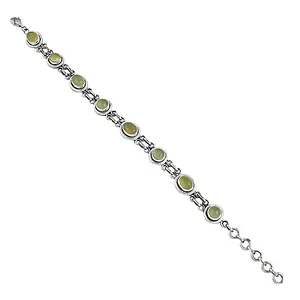 "925 <b>Silver</b> Fashion Tennis <b>Bracelet</b> with Green Stone for Women" - Product Image 1