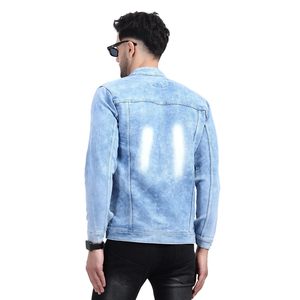 แจ็กเก็ตยีนส์ใส่สบายสำหรับผู้ชายแจ็กเก็ตยีนส์ใส่สบายคอพับลงได้แบบลำลองดีไซน์ตามสั่งมีสไตล์ - Product Image 2