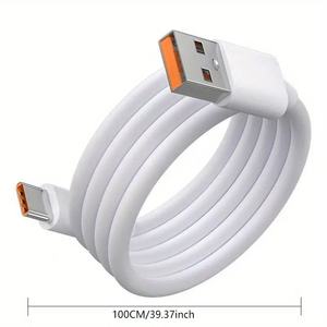 Kabel USB Type-C PVC Fleksibel Super 1.2m Grosir, Pengisian Cepat 6A, Tembaga Murni, untuk Tablet IOS, Earphone, Komputer - Product Image 2