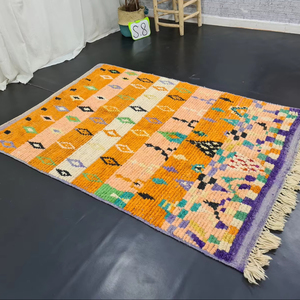 Alfombra Boujaad de lana marroquí de alta calidad, alfombra geométrica Bohemia hecha a mano naranja abstracta Vintage, lista para enviar - Product Image 3