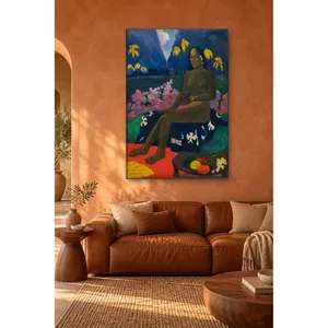 Fida Gauguin Te Arii Vahine Femme assise sur un tissu bleu Impression sur toile - Product Image 5