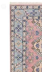 Hand Knotted Turkish Oushak Rug- Coral <b>Pink</b> <b>Wool</b> Area Carpet with Pastel customize available - Product Image 3