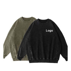 Sweat-shirts d'hiver décontractés surdimensionnés style vintage américain avec logo personnalisé, basiques de haute qualité, col rond, respirants, épais 380 grammes, effet délavé - Product Image 1