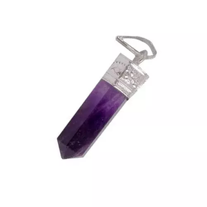 Collier pendentif en améthyste naturelle à pointe de crayon Pendentif en cristal de pierre précieuse d'agate Bijoux en pierre faits à la main - Product Image 2