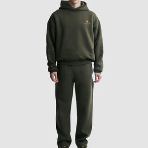 Conjunto de Chándal de Felpa 100% Algodón de Alta Calidad, Unisex, Sudadera con Capucha Oversize y Pantalones Jogger, Otoño, Personalizable con Logotipo y Patrón DIY en la Parte Delantera - Product Image 2