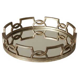 Plateaux de service décoratifs personnalisés en laiton et aluminium faits à la main, finis pour l'hôtellerie, la maison et la décoration de table - Product Image 5
