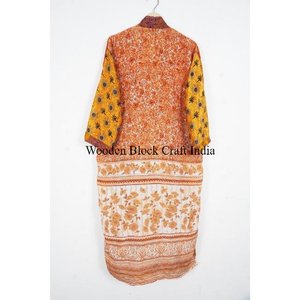 Vintage Recycled <b>Silk</b> Floral Summer <b>Kimono</b> Robe Breathable Drawstring Closure Indian Sari Gift for Women Sleepwear Bridesmaid - Product Image 5