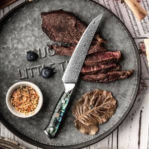 Venta al por mayor personalizado japonés Damasco acero cuchillo de cocina de alta calidad OEM ODM servicio con hoja afilada hecho a mano Damasco cuchillo - Product Image 5