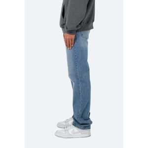 กางเกงยีนส์ผ้าฝ้ายโพลีเอสเตอร์สำหรับผู้ชายผ้าเดนิมแบบตรงมีน้ำหนักมากสีน้ำเงินปานกลางแบบกำหนดเอง - Product Image 6