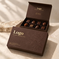 Boîte cadeau en chocolat personnalisée de luxe avec gaufrage en feuille d'or pour truffes, bonbons, emballage alimentaire durable, vente en gros B2B