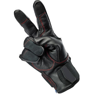 Invierno piel de oveja liso motocicleta carreras Color negro Redline suave cómodo guantes ajustables para hombres - Product Image 1