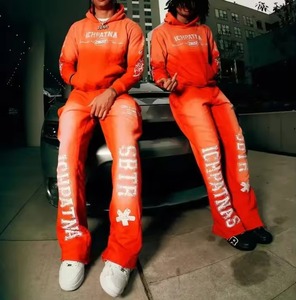 Sweat à capuche vintage personnalisé et pantalons de survêtement survêtement ensemble deux pièces sérigraphie DTG survêtement délavé à l'acide pour hommes survêtement - Product Image 1