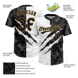 Maillot de baseball à deux boutons pour hommes Couture durable Tissu respirant évacuant l'humidité Haut uniforme de l'équipe professionnelle - Product Image 2