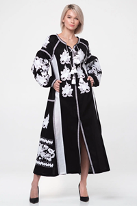 Robe brodée florale ukrainienne pour femmes, manches longues, style bohème, volants, broderie solide, inspirée de l'Ukraine - Product Image 2