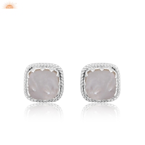 Latest Design Mother of Pearl Cushion Shape Gemstone 925 Sterling Silver Handmade <b>Earrings</b> Custom Jewellery Manufracturer - Product Image 1