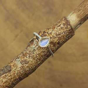 Rainbow Moonstone Bezel <b>Thin</b> Band 925 Sterling Silver Tear Drop Shape <b>Ring</b> Diamond Women's Jewelry Wholesale 925 Silver <b>Ring</b> - Product Image 1