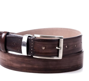 Cinturón Italiano Hecho a Mano de Cuero Vacuno Genuino, Nuevo Estilo de Moda para Negocios/Casual, Hebilla de Aleación, Acero Galvanizado, 3.5CM de Ancho, 105-135CM - Product Image 1