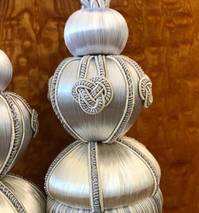 Luxury Curtain <b>Tie</b> <b>Back</b> Grey & White-Gold Long Tassel 13 Inch Rope Tieback Rustic Tieback, Drapery Decor, Handmade Home Decor - Product Image 3