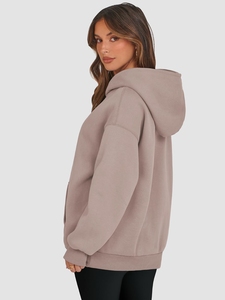 Fabricante de Ropa, Diseño Casual, Ropa Urbana, Sudaderas de Invierno para Mujer, Color Sólido, Estilo Holgado, Tejido Grueso de Poliéster/Algodón - Product Image 3