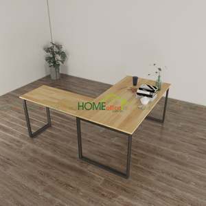 Escritorio Ejecutivo Moderno Minimalista en Forma de L de 1.6m x 1.6m, Madera de Caucho con Patas de Hierro, Requiere Ensamblaje - Product Image 1