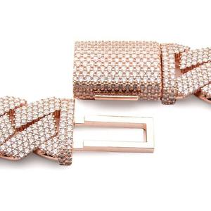 Cadena Cubana de Lujo para Hombre, Plata de Ley 925, Oro Rosa de 14k, Moissanita VVS, Diamantes Incrustados, Estilo Hip Hop, Joyería Fina - Product Image 2