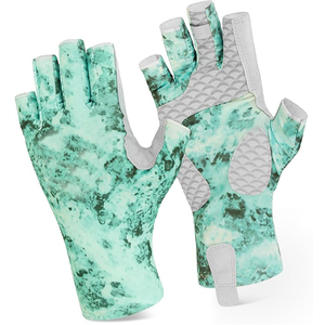 OEM <b>Full</b> Finger Fishing Gloves Anti <b>Slip</b> UV Protection Lightweight Performance Fishing Gloves Half Finger Sublimation Print Mint - Product Image 1