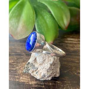 <b>Lapis</b> & Sterling Silver <b>Ring</b> Size 5.5-Navajo Made Geometric Gemstone Jewelry - Product Image 4