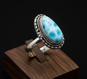 Bague de mode vintage en argent 925 personnalisée, haute qualité, dernier design, cristal Larimar, plaqué or rose rhodié, certifiée pour mariage - Product Image 3