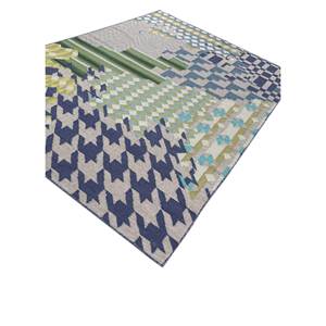 Alfombra de Lana y Viscosa con Tejido Plano Gris y Negro, Diseño Geométrico para el Hogar -ADWV-13090 - Product Image 2