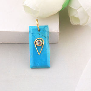 Nueva colección de diseñadores, conector azul turquesa, bisel de circón cúbico, Conector de encanto hecho a mano para la fabricación de joyas de moda - Product Image 3