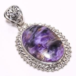 Tendance 925 Sterling Silver Charoite Gemstone Pendentif Bijoux À La Main En Argent Boho Style Pendentif Bijoux Pour Femmes Cadeau Pour - Product Image 2