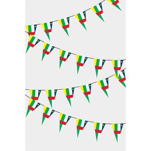 Drapeau triangulaire de la République centrafricaine, guirlande de fanions imprimés numériquement en polyester et soie - Product Image 1