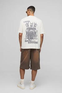 Transfert impression numérique hommes surdimensionné Streetwear T-Shirt 100% coton 200 GSM 240GSM personnalisé Premium couture qualité en gros - Product Image 2