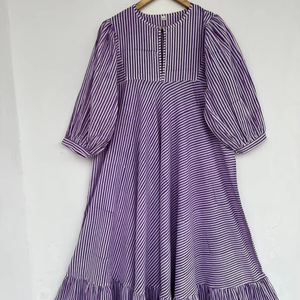 Femmes filles pur coton Maxi robe indien bloc imprimé décontracté été soirée à la mode nouvelle vente en gros longue robe mi-longue - Product Image 1