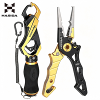Pinza de Pesca HASIDA Patentada con Funcionamiento de un Solo Dedo, Rodamiento de Resorte, 40 cm, Accesorios Procesados por CNC, Mango de Pinza Alargado