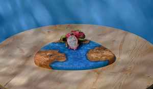 Tabla de cortar para pizza de resina de madera de acacia de forma redonda ecológica y tabla de cortar con asa para plato de pizza - Product Image 5