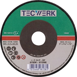 Disco de Corte STE 125x2.5mm, Diámetro del Orificio 22.23mm, TECWERK, Paquete de 25 - Product Image 1
