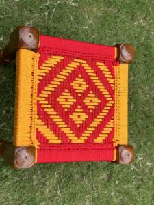 Banc traditionnel indien en bois et corde de coton tissé, meuble artisanal pour salon, charpai en bois, khat pour s'asseoir - Product Image 6