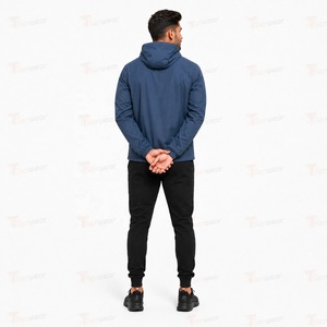 Chaqueta Impermeable con Capucha para Hombre, Cortavientos, Deportiva, Azul, Delgada y Ligera para Otoño - Product Image 5