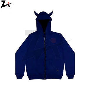 Sudadera con Capucha para Hombre, Estilo Hip Hop Gótico, Color Sólido 3D, Algodón Grueso, Cierre de Cremallera, Bordado 3D, Corte Holgado, Moda de Invierno - Product Image 4