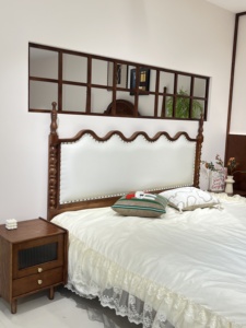 Traditional <b>Platform</b> <b>Bed</b> Queen Size Solid Wood <b>Frame</b> Soft Upholstered Headboard Black Finish - Product Image 6