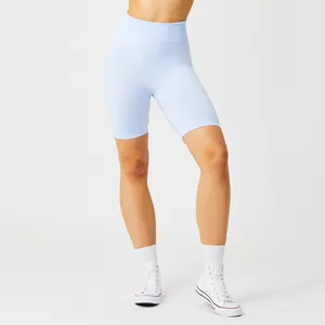 נשים כושר אימון מוצק צבע מותאם אישית לוגו גבוהה מותן בטן בקרת יוגה מכנסיים כושר חיצוני מכנסי רכיבה עם כיסים