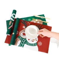 Napperons de Noël motif Bonhomme de Neige, Napperons de Table en Lin pour Décoration de Cuisine et Maison de Campagne