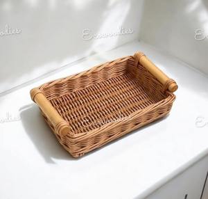 Récipient alimentaire tissé Rectangle chaud rotin bonne qualité plateau en osier en bambou collations alimentaires conteneur pour cuisine salle à manger Restaurant - Product Image 2